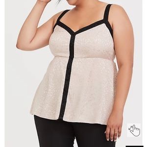 NWT TORRID 3X TAN JACQUARD LEOPARD BUTTON BABYDOLL CAMI
